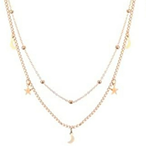 Jewelry - 💥2/$20💥  Moon & Star Layered Necklace